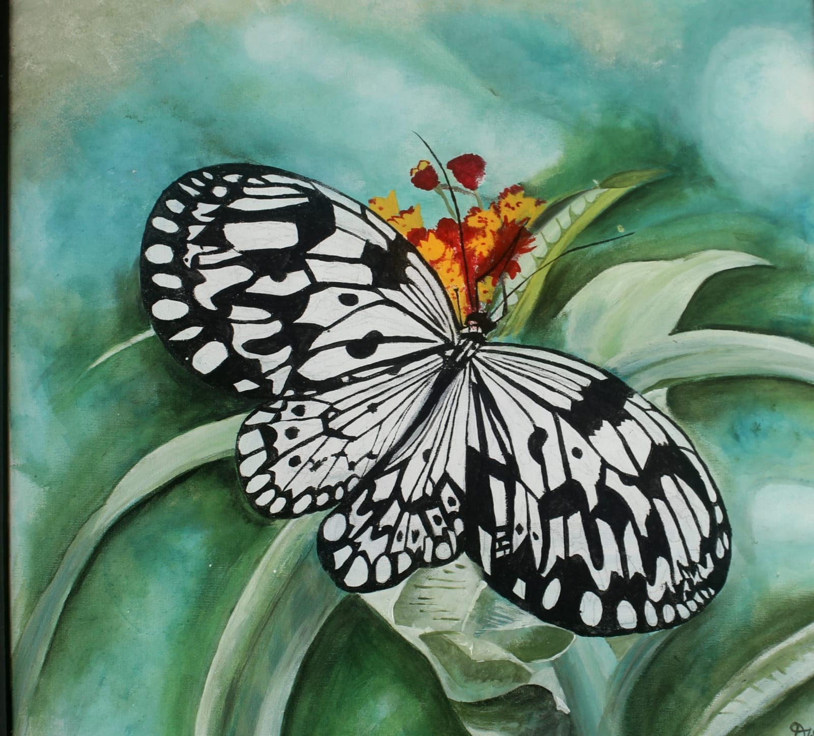 Butterfly on Leaves — artwork by Deepthi Wijewardana